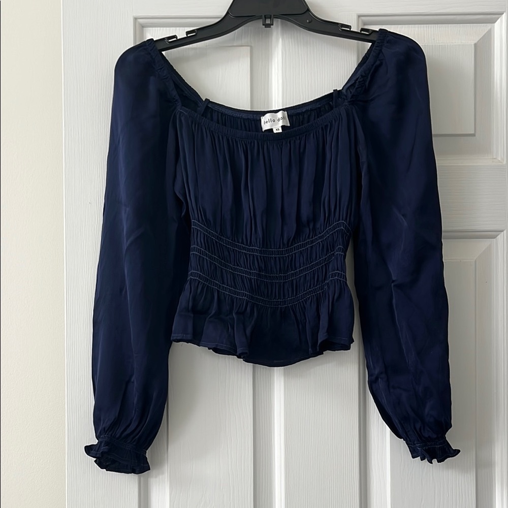 Bella Dahl Navy Blue Women's Puff Sleeve Top XS